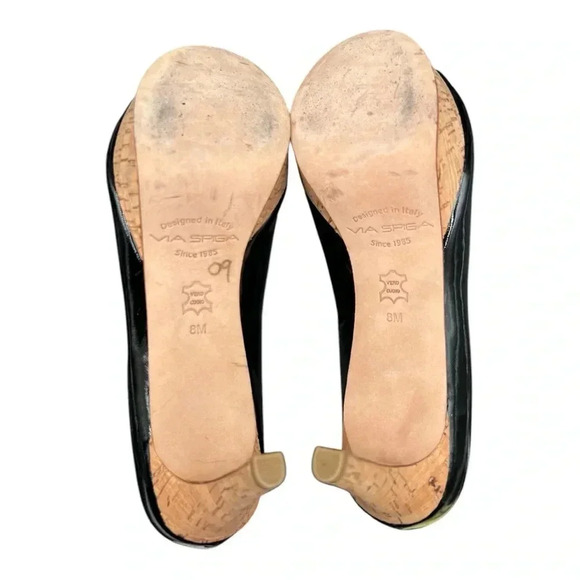 Black Patent Leather Peep Toe Heels - Picture 8 of 8